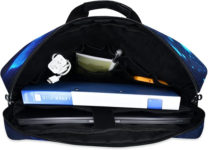 Cat Butterfly Light Blue Laptop Messenger Bag Case Sleeve Briefcase for Men Women