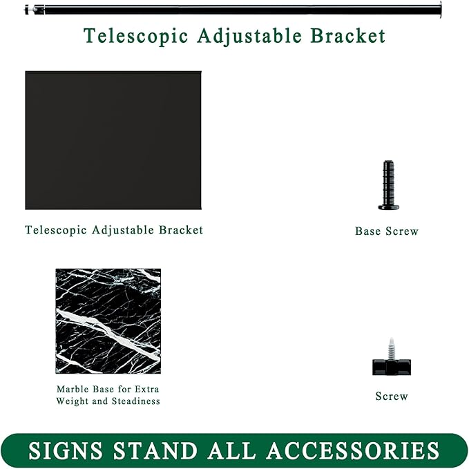 Adjustable Poster Sign Holder Stand 11x17 , Sign Holder Stand with Heavy Duty Marble Base, Reusable Sign Holder Vertical & Horizontal View Display for Indoor Outdoor Standing, 2 PACK(Square)