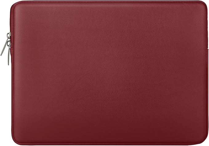 RAINYEAR 15.6 Inch Laptop Sleeve Soft PU Leather Case Protective Water Resistant Zipper Padded Cover Carrying Bag Compatible with 15.6" Notebook Computer Chromebook(Red)