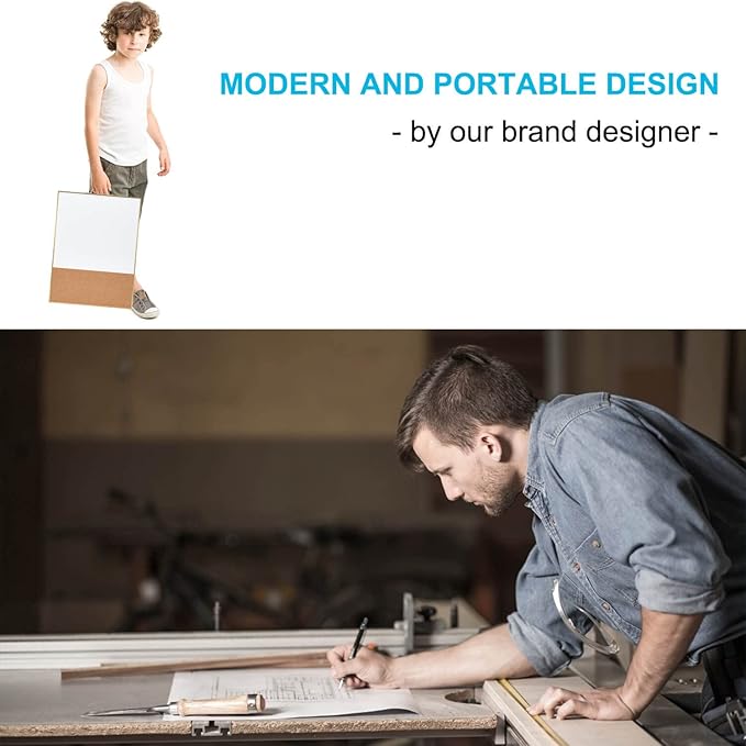 TSJ OFFICE Small Combination Board - 16" X 12" Portable Aluminum Gold Framed Magnetic Dry Erase Board for Wall, Small Bulletin Cork Board with Holder for Office, Home and School