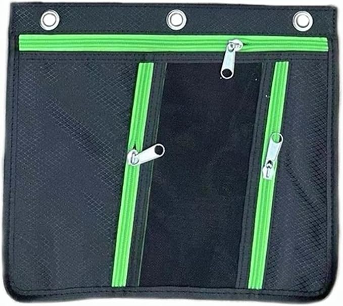 Charles Leonard 3-Pocket Jumbo Binder Pencil Pouch, Expands to 1", 11" W x 9.5" H x 1" D, Assorted Colors, 24 Per Pack (76395-ST)