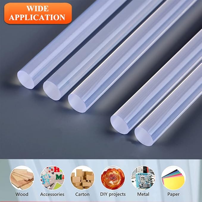 MONVICT Hot Glue Sticks, Pack of 50 (1.54 lb) 6"Long 0.43" Diameter Full-Size Hot Glue Gun Sticks Art Glues Pastes Hot Melt Sticks for Most Large Glue Guns, Clear Glue Sticks for DIY, Arts & Crafts