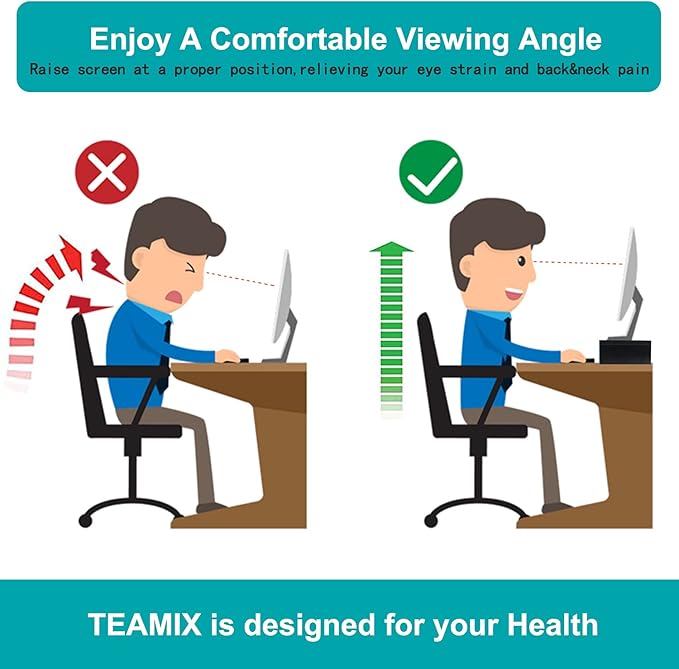 TEAMIX 14.2 inch Monitor Stand Riser, Wood Monitor Riser with Storage for Desk Small Monitor Stand TV/Screen/PC/Laptop Riser Computer Stand Desktop Shelf (Maple-14.2 inch)