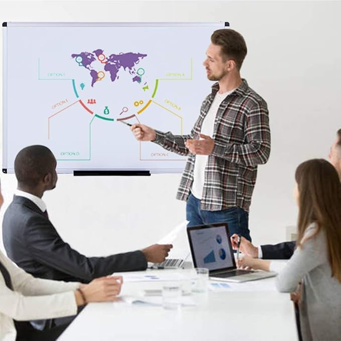 VIZ-PRO Magnetic Dry Erase Board, 48 X 24 Inches, Silver Aluminium Frame