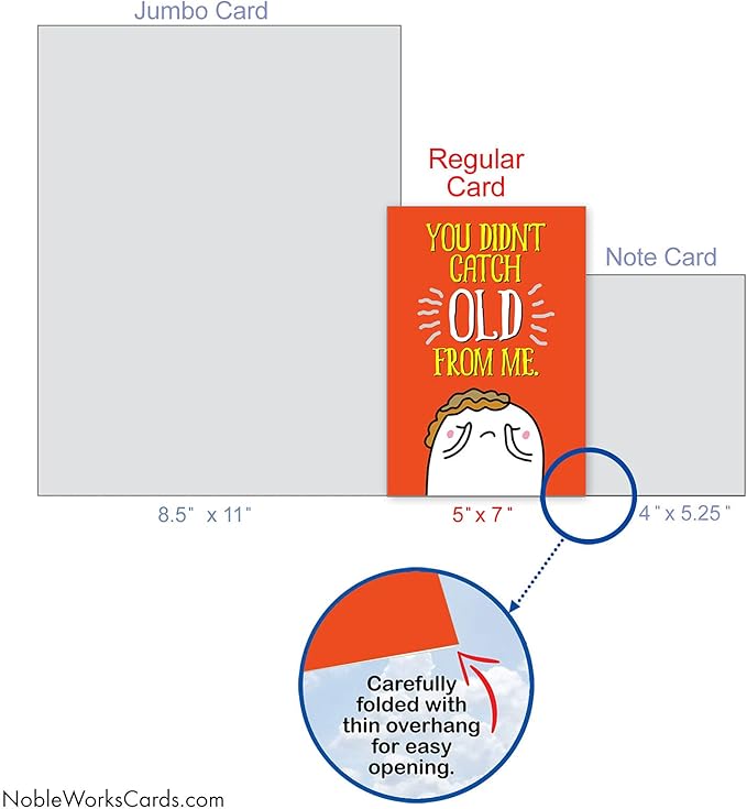 NobleWorks - Funny Happy Birthday Note Card with Envelope (4.63 x 6.75 Inch) - Bday Greeting Card for Women and Men - Congrats Bday Celebration Notecard - Catching Old C9566BDG