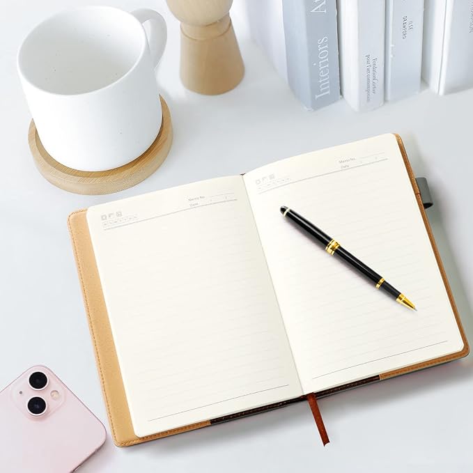 A5 Lined Leather Journal with Pen, 240 Pages Refillable Hardcover Notebook with Pocket and Magnetic Buckle, 80gsm Thick Daily Diary for Men and Women, Great Gift for Business Travel Personal - Gray