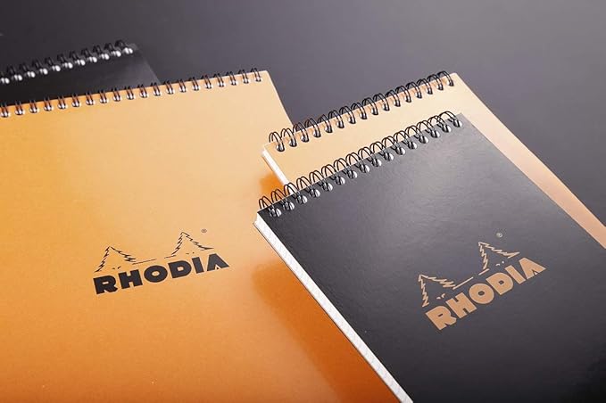 RHODIA 185019C - Spiral Notebook (Full Bound) Black - A4 - Lined - 80 Detachable Sheets - White Clairefontaine Paper 80 g/m - Soft and Resistant Coated Card Cover - Classic