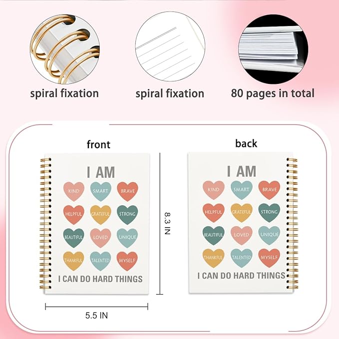 Smart Motivational Spiral Notebook, Inspirational Journal Notebook, Positive Affirmation Notebook Gifts for School, Inspirational Office Supplies Gifts for Women Kids 5.5x8.3 Inch