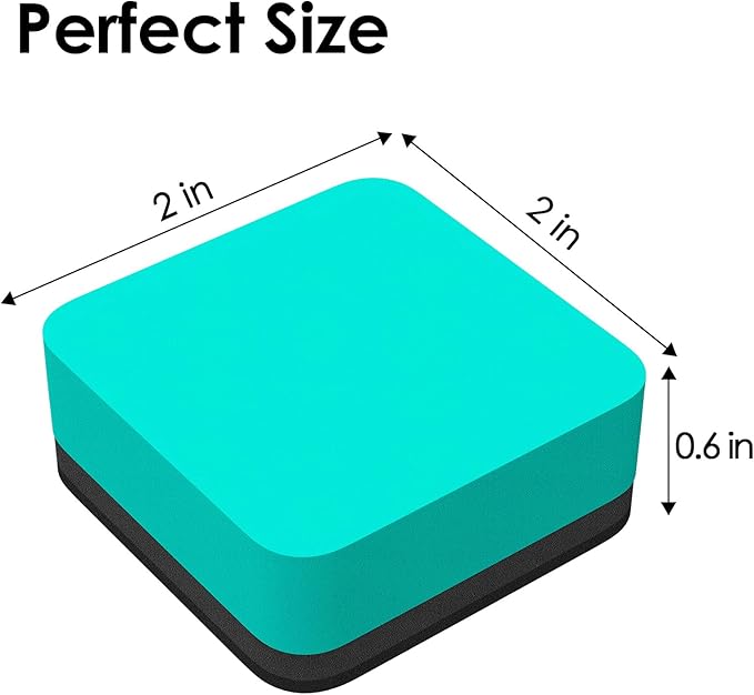 MaxGear Dry Erase Erasers, 24 Pack Magnetic Whiteboard Erasers for Classroom, Mini Whiteboard Cleaning Pads Bulk, Chalkboard Wiper Teacher Supplies for School, Office, Home (Green, 2 x 2 x 0.6 Inch)
