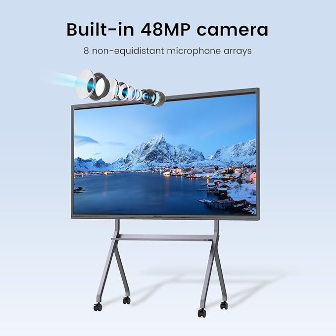 Enther 75″ Smart Board C7530 Kit,4K UHD Interactive Whiteboard, All in One Enabled Collaboration Board Touch Screen for Office or Classroom(Board and Shelf)