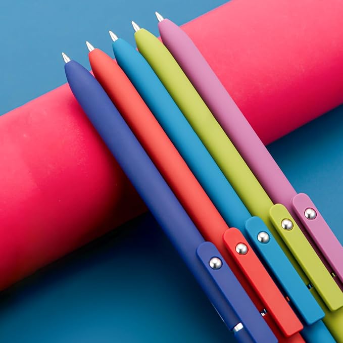 5PCS Assorted Colors Retractable Gel Pens Set, Quick Dry Black Ink Fine Point Roller Ball Gel Ink Pen for Smooth Writing (Vintage Color)