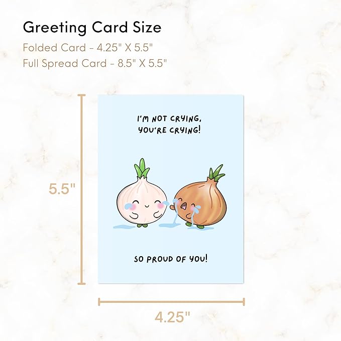 ALY LOU Congratulations Card, Graduation Card, Congrats Grad for Him/Her, Funny Proud New Job Promotion, New Home, Wedding Celebration (I’m Not Crying, You’re Crying! So Proud of You! (Onions))