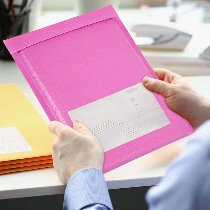 8.5x12 Inch Bubble Mailers 40 Pack, Self Seal Padded Envelopes for Small Business, Waterproof Shipping Bags, Hot Pink