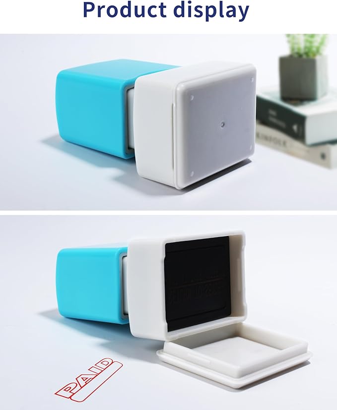 WAFJAMF Paid Stamp–Self Inking Rubber Stamp Office Stamp Message Stamp Red Ink-Medium