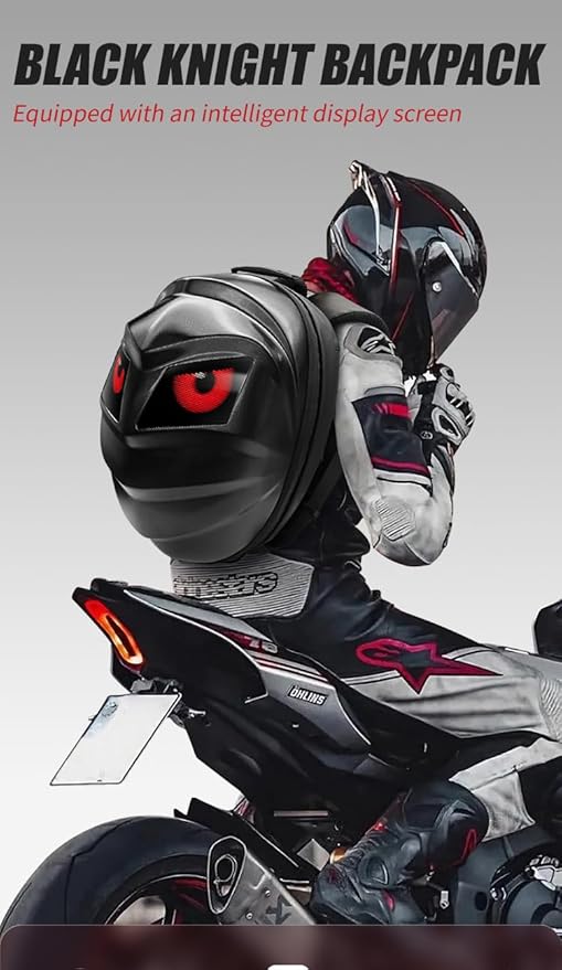LED Waterproof Motorcycle Riding Knight Backpack With Diy Fully Programmable Full Color Screen, Hard Shell LED Light Display Bag With Digital Eyes