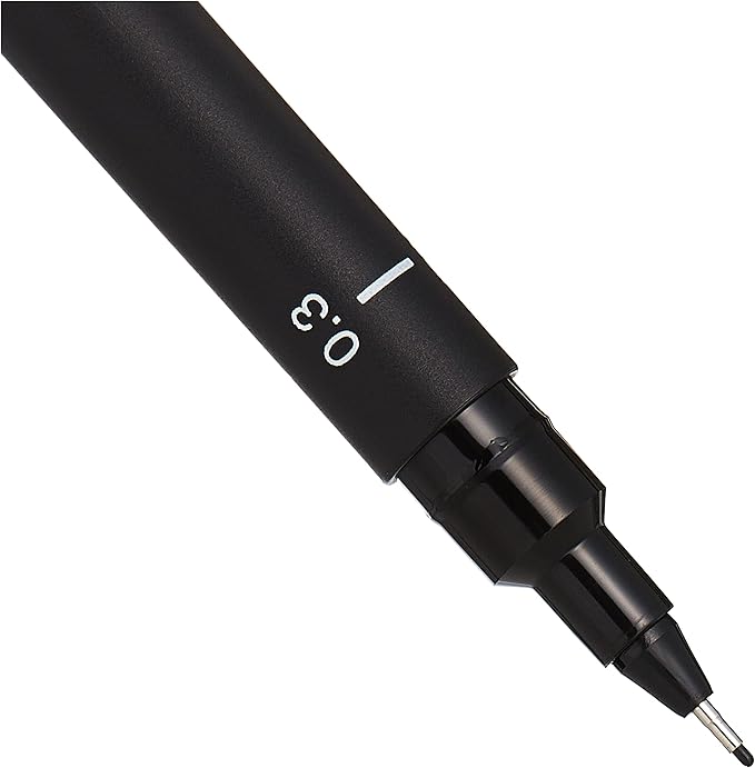 Uni Pin Fineliner Drawing Pen - Sketching Set - Black Ink - 0.03 to 0.8mm - Set of 6