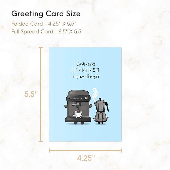 ALY LOU Anniversary Card for Her Him/Husband Boyfriend/Girlfriend Wife/Sarcastic Birthday Vday Greeting Card (Espresso My Love)