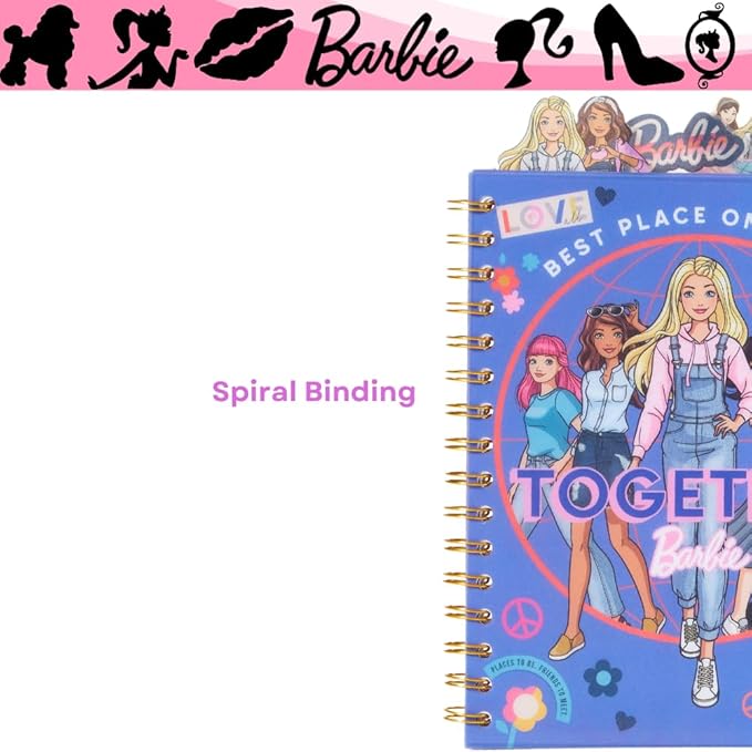 Innovative Designs Barbie Tab Journal Notebook, Spiral Bound, 96 Lined Pages, 8 x 7 inches, Purple