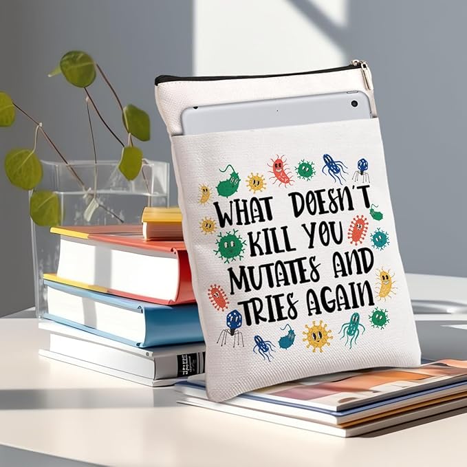 Book Themed Gifts Waterproof Book Sleeve Book Pouch Funny Reading Gifts Science Teacher Gifts for Women Sister Book Covers for Paperbacks Book Accessories Book Protector with Zipper and Front Pocket