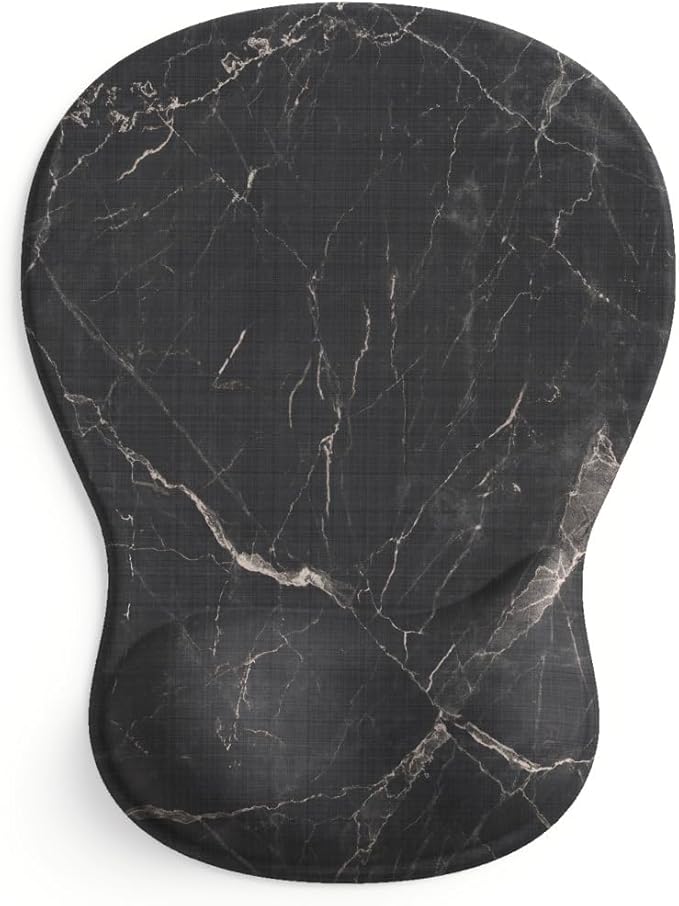 ErgoComfort Gel Wrist Rest Mouse Pad-Ergonomic Office Mousepad with Wrist Support-Non-Slip, Design Desk Accessories Mat for Home&Game Decor (08Black Marble)