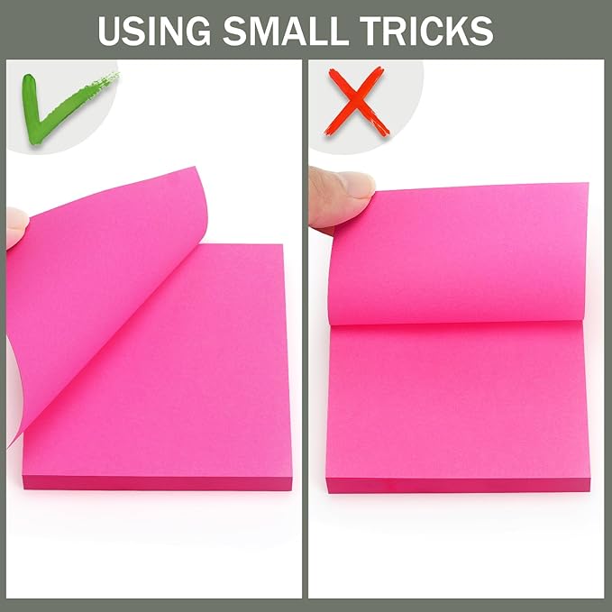 Sticky Notes 3x3 Self-Stick Notes Bright Colors Sticky Notes 4 Pads 100 Sheets/Pad (Bright)