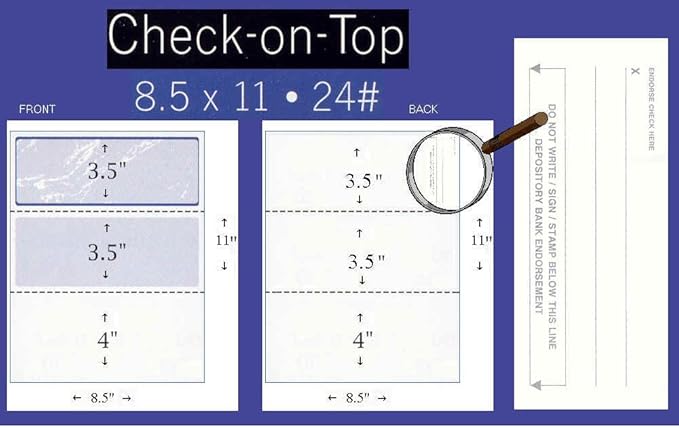Compuchecks Top Blank Check Paper - 500 Pack, Quick-Books & Laser Printer Compatible - Security Business Checks with Voucher - 8.5" x 11" Burgundy Pinstripe