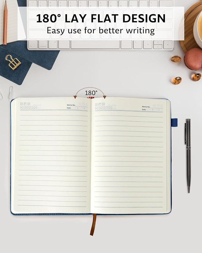 Leather Notebook Journal with Pen, A5 Lined Hardcover Notebook with Magnetic Closure, 240 Pages Daily Journal for Men Women, Ruled Journals Notebooks for Work, Writing, Note Taking - Blue