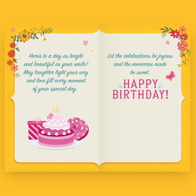 Prime Greetings Birthday Card For Her, Made in America, Eco-Friendly, Thick Card Stock with Premium Envelope 5in x 7.75in, Packaged in Protective Mailer