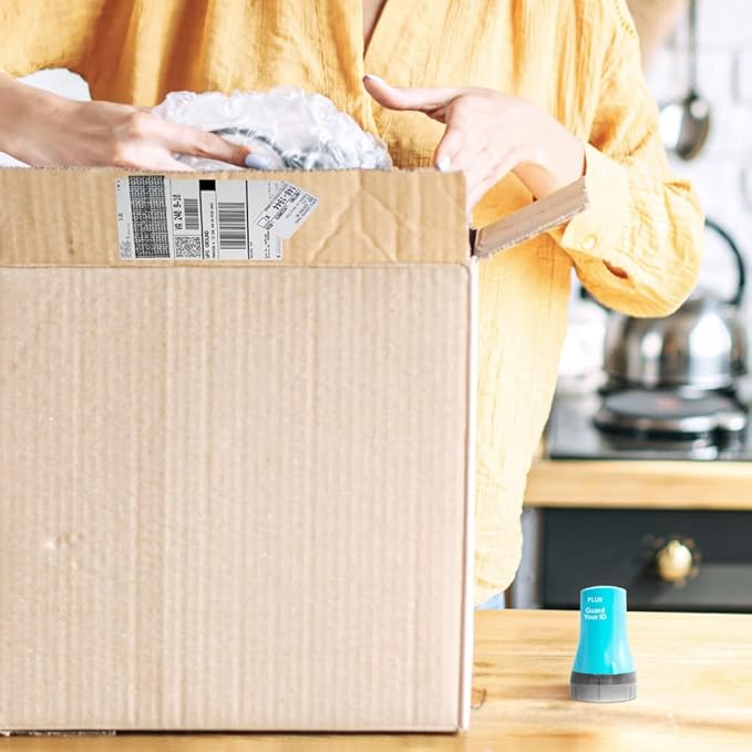 Wide Advanced ID Roller, Protect Your Private Information with Guard Your ID Theft Prevention and Confidential Roller Stamp, Easy to use Mess-Free Address Blocker, ASOTV (Wide 3-Pack, Turquoise)