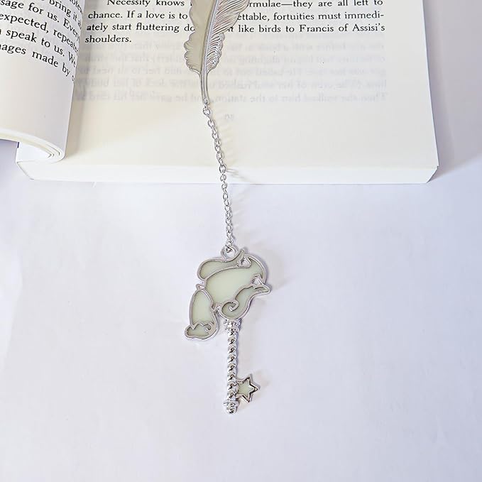 Zodiac Feather Bookmark Gifts for Women Men, Cool Metal Bookmark Glow in The Dark Aquarius Bookmark, Luminous Star Sign Constellation Horoscope Bookmark Gifts