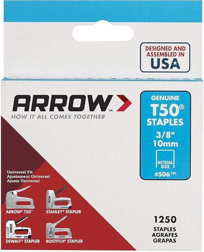Arrow Fastener 506 Genuine T50 3/8-Inch Staples, 1250-Pack - 2 Pack