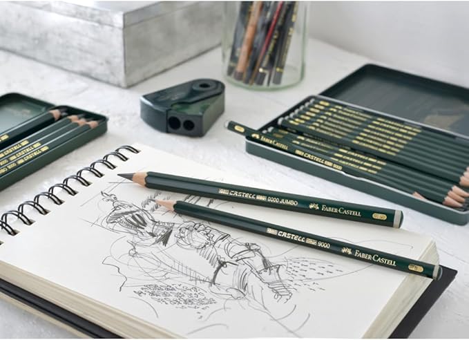 Faber-Castell 5 Piece Quality Water-Soluble Graphite Aquarelle Pencils in a Tin, Including HB, 2B, 4B, 6B and 8B, Grey