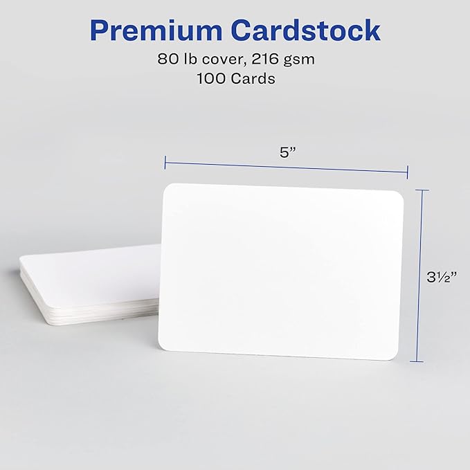 Avery Postcards with Rounded Corners and Sure Feed Technology, 3.5" x 5", Matte White, 100 Total, Laser/Inkjet Printable Cards (5625)
