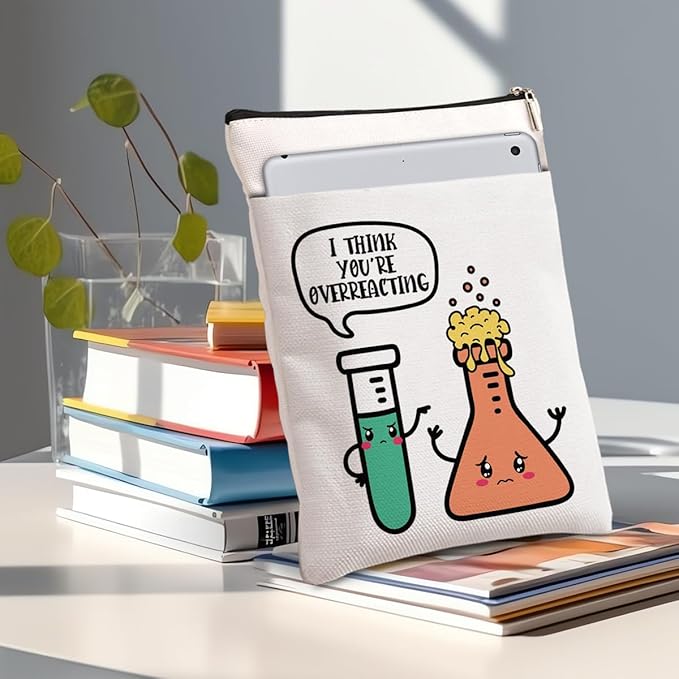 Book Themed Gifts Waterproof Book Sleeve Book Pouch Funny Reading Gifts Science Teacher Gifts for Women Friend Book Covers for Paperbacks Book Accessories Book Protector with Zipper and Front Pocket