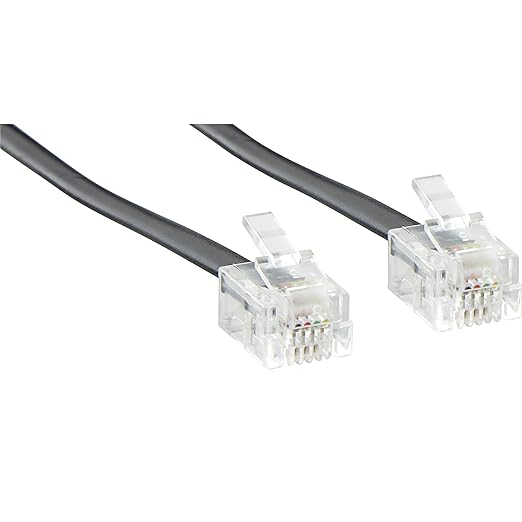 Newhouse Hardware 15 ft Telephone Extension Cord, with RJ11 (6P4C) Connectors, Works with Telephones, Fax Machines, Modems, 5-Pack, Black