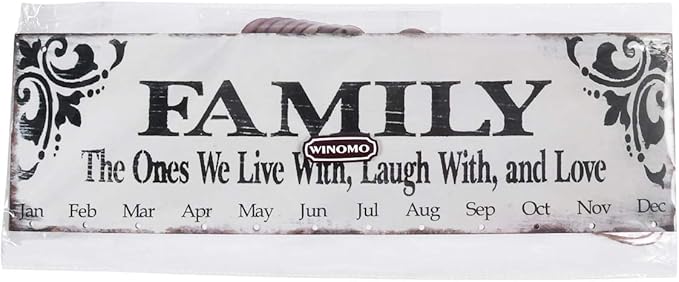 WINOMO Family Birthday Board Plaque DIY Hanging Wooden Birthday Reminder Calendar for Mom Dad Grandma Grandpa with 50pcs Round Discs