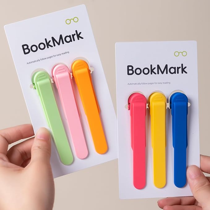 6Pcs Automatic Bookmark, Silicone Smart Book Marks for Reading Women, Men, Kids,Cute Unique Book Markers Bookmark Clip Reading Accessories Gifts for Book Lovers (Colorful 6pcs)
