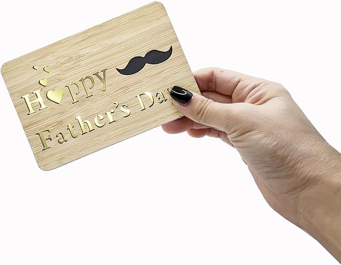 Fathers Day Cards,Handmade Bamboo Greeting Cards,Wooden Thankyou Card,Father's day Card for Dad,Happy fathers day