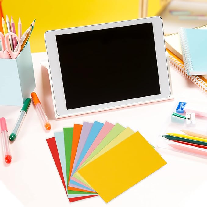 Tecmisse 300 PCS Colored Index Cards, 3x5 Inches Flash Cards, Heavy Note Cards, Study Cards for School, Learning, Memo Scratch Pad, 10 Colors (Blank)