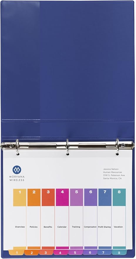 Avery 8 Tab Dividers for 3 Ring Binders, Customizable Table of Contents, Multicolor Tabs, 6 Sets (11186)