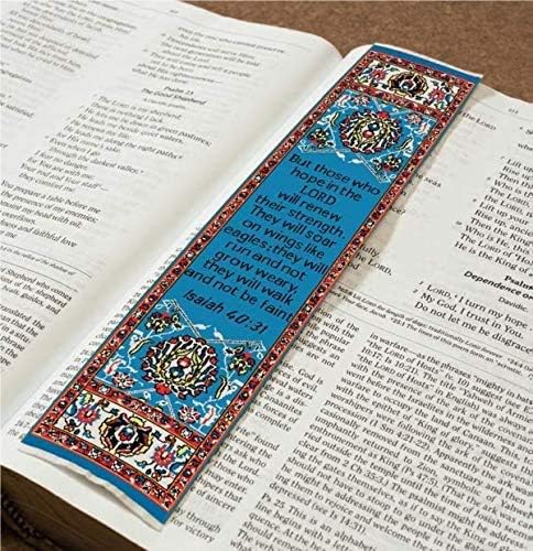 Wings Like Eagles & Renewed Strength, Bulk Pack of 6 Woven Fabric Christian Bookmarks, Silky Soft Isaiah 40:31 Flexible Bookmarker for Novels Books and Bibles, Religious Memory Verse Gift