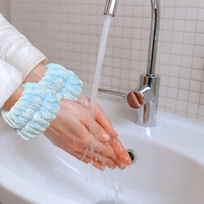2 Pairs Wrist Washband for Women Washing Face, Wrist Spa Washband Absorbent Wristbands, Prevent Liquids from Spilling Down Your Arms