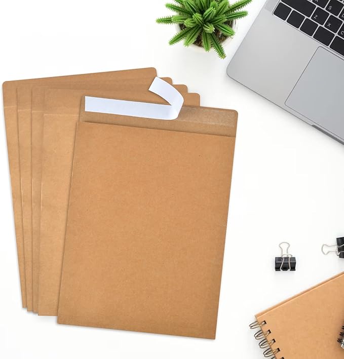 50 Pieces Expandable Envelopes 10x13x2 Large Kraft Envelopes 10x13 Catalog Envelopes Peel and Seal for Home Office Business Storage and Organizing (50)