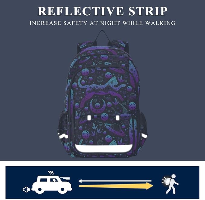 ALAZA Boho Witch Cat Moon Laptop Backpack Purse for Women Men Travel Bag Casual Daypack with Compartment & Multiple Pockets