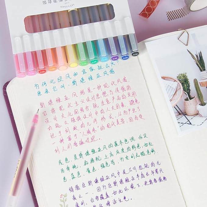 Colored Pens for Note Taking,0.38mm Ultra Fine Point 12 Multicolor Pen for Journaling Writing Drawing Coloring Planner Calendar,12 Count