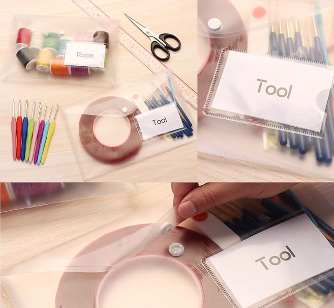 24 Pack A5 Plastic Envelopes - Agoer Clear Plastic Poly Envelope with Button Snap Closure, Clear Plastic Folders for Documents, Plastic File Bag Filing Envelopes for School Work Office Organization