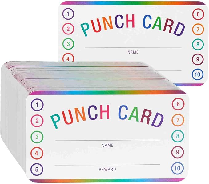 Teacher Punch Cards 200 Pack (3.5 x 2 inch) - Incentive Behavior Reward Card for Students
