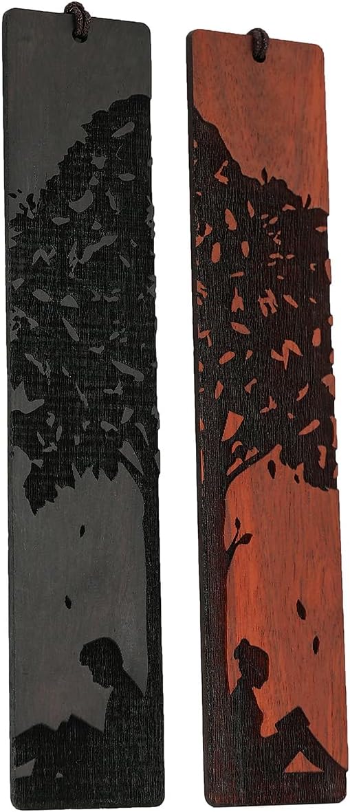 Couple Bookmarks for Men Women, Unique Wood Bookmark, Couple Gift for Men Women Boyfriend Girlfriend, Anniversary Gift (Reading Under The Tree)