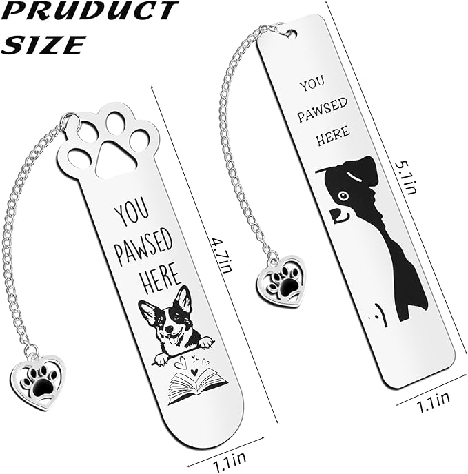 2Pcs Corgi Gifts for Corgi Lovers Funny Bookmarks for Women Men Corgi Dog Bookmarks for Book Lovers Cute Metal Book Mark Bulk Birthday Gifts for Reader Coworker Friends Adults Dog Owner Lover