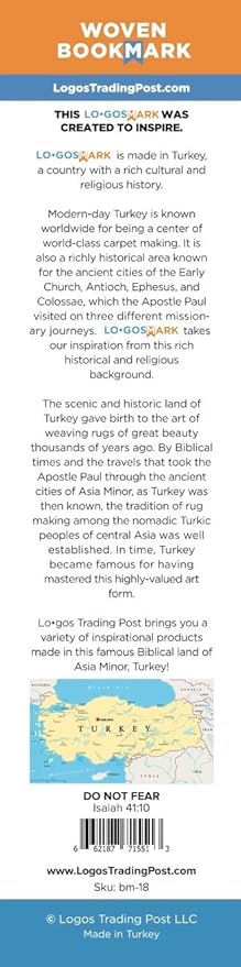 Do Not Fear, Bulk Pack of 6 Woven Fabric Christian Bookmarks, Silky Soft Isaiah 41:10 Flexible Bookmarker for Novels Books and Bibles, Traditional Turkish Woven Design, Memory Verse Gift